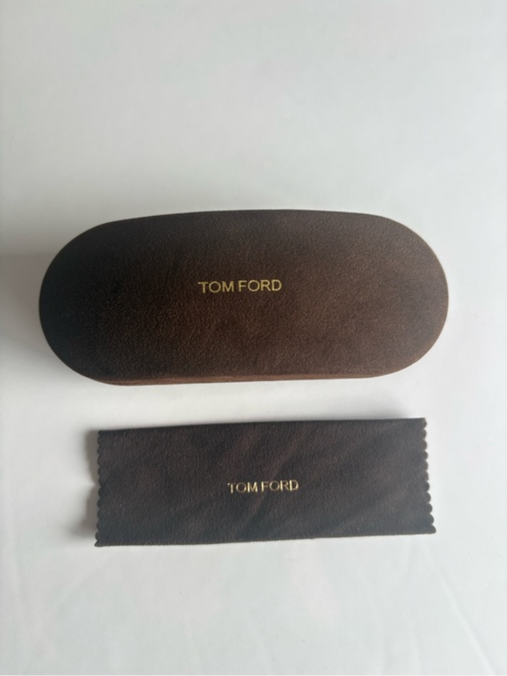 Tom Ford Brown Eyeglasses Sunglasses Case with Cleaning Cloth